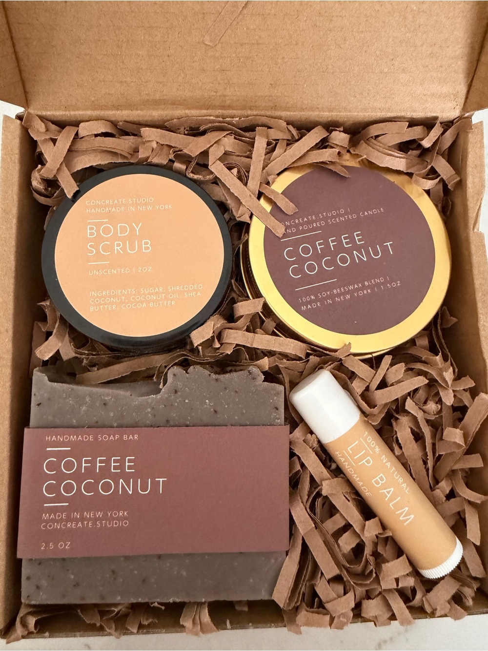 Concreate Studio Coffee Coconut Gift Set - Tan & Brown